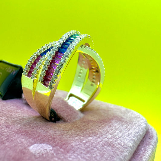 Anello ad Intreccio Baguette Rainbow