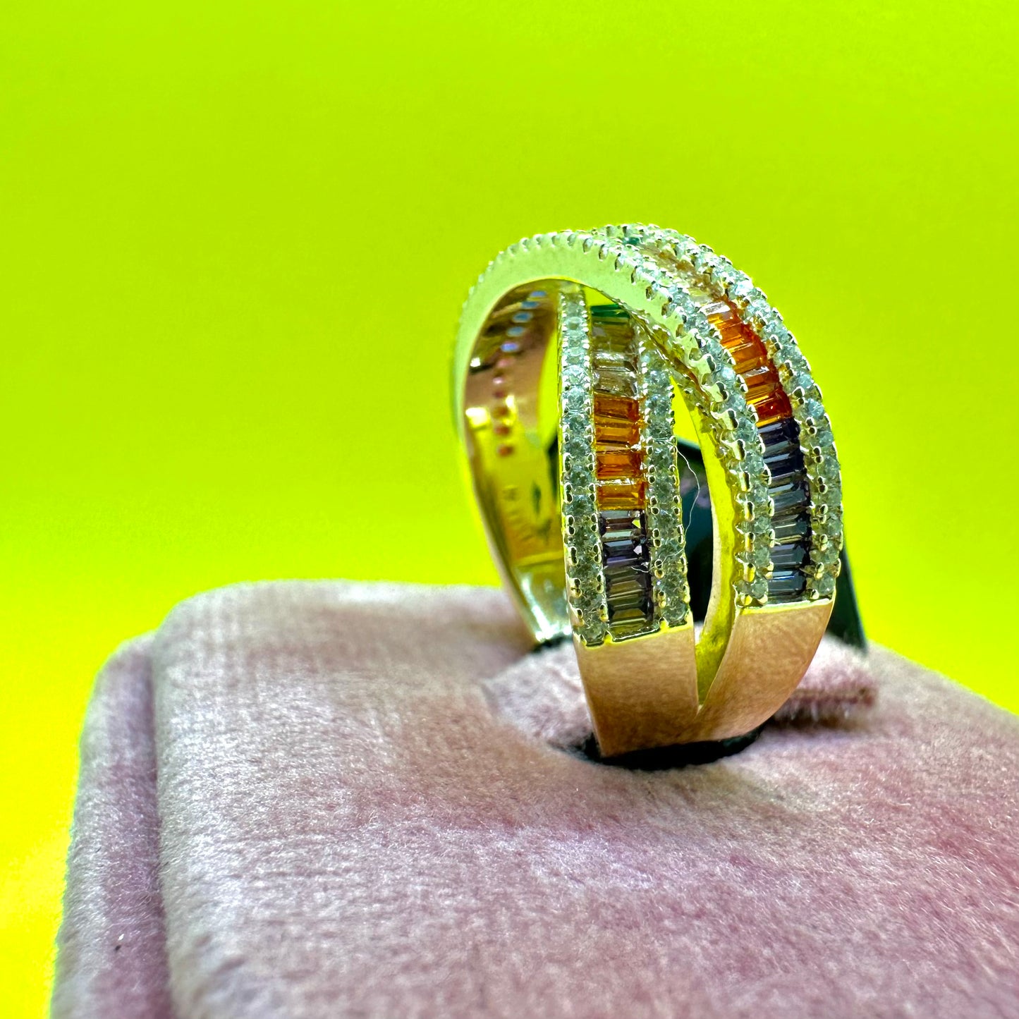 Anello ad Intreccio Baguette Rainbow